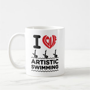 Caneca De Café Adoro Nadação Artística Nadador Nadador Nadador