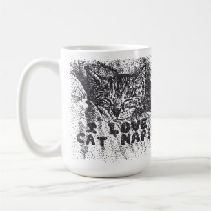 Caneca De Café Adoro Naps de Gato, gato dormindo
