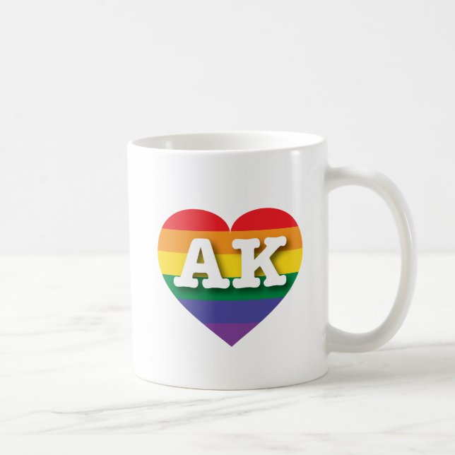 Caneca De Café Adoro o Alaska Rainbow Heart (Direita)