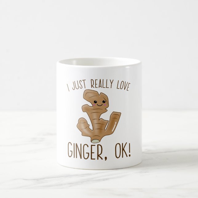 Caneca De Café Adoro O Ginger, Ok? Kawaii Ginger (Centro)