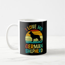 Caneca De Café Adoro O Meu German shepherd Cachorro Azul Castanho