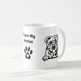 Caneca De Café Adoro o meu nome e impressão de pata do BULLDOG CO