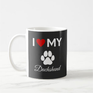 Caneca De Café Adoro o meu texto personalizado Dachshund