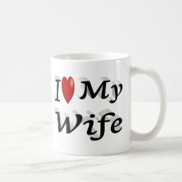 Caneca De Café Adoro o texto preto fofo da minha esposa