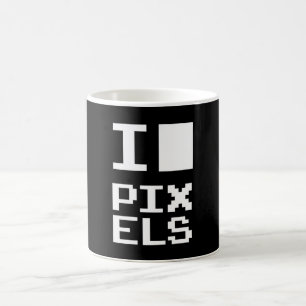 Caneca De Café Adoro Pixels, design de geek, arte de pixel
