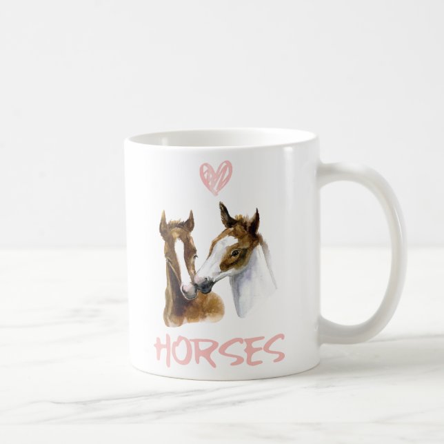 Caneca De Café Adoro Retrato de Cavalos (Direita)