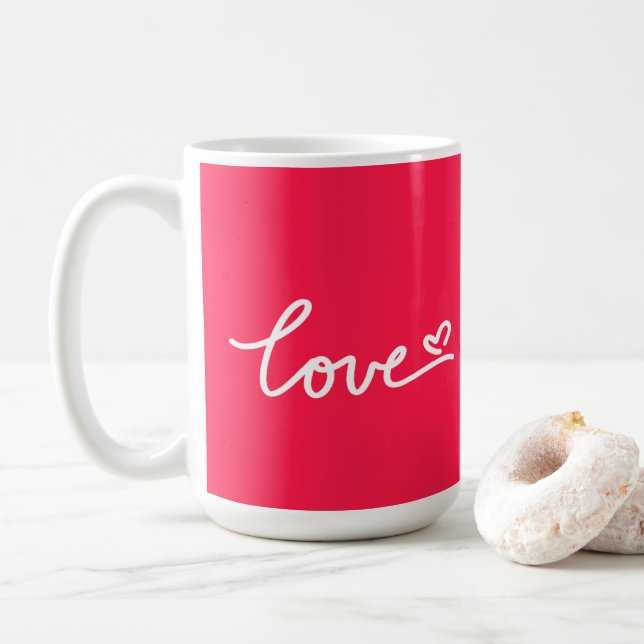 Caneca De Café Adoro texto branco a rosa (Com Donut)