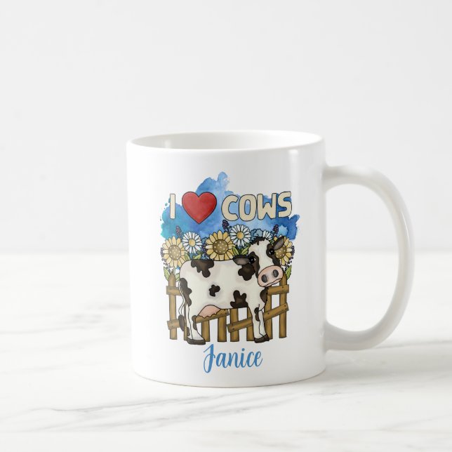 Caneca De Café Adoro Vacas Fazendas Personalizadas (Direita)