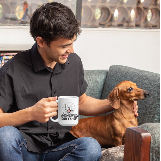 Caneca De Café Adotar Não Comprar Cachorro de Emergência Sem-Abri (Criador carregado)