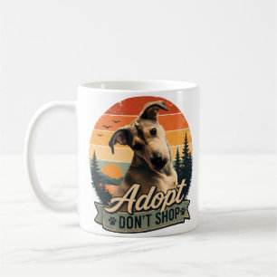 Caneca De Café Adote Não Compre Design Vintage de Resgate de Cach