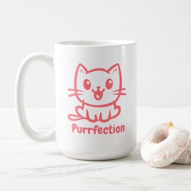 Caneca De Café Adquirência, Gato De Anime Muito Bonito (Com Donut)