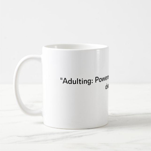 Caneca De Café "Adulto: Powered by cafeine e más decisões. (Esquerda)