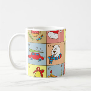 Caneca De Café Advento de Natal: Coleção de Elementos de Portas