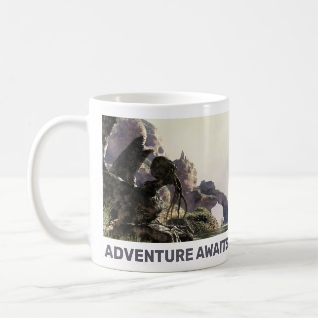 Caneca De Café Adventure Awaits. Fantasy landscape (Esquerda)