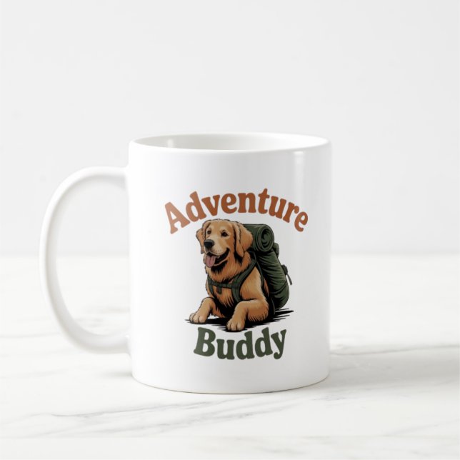Caneca De Café Adventure Buddy Golden Retriever Hiking Dog Coffee (Esquerda)