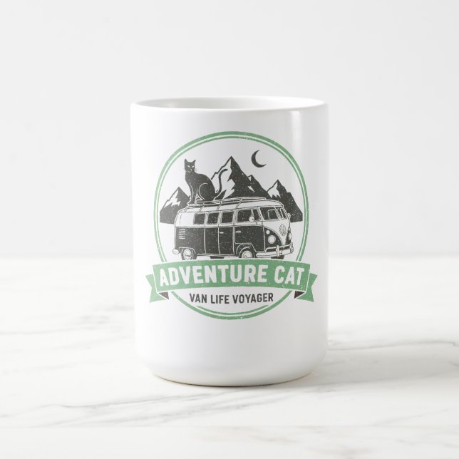 Caneca De Café Adventure Cat Van Life  - Retro Camper Van (Centro)