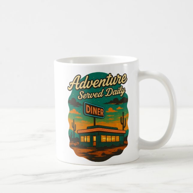 Caneca De Café Adventure Servida Daily Retro Diner Impressão (Direita)
