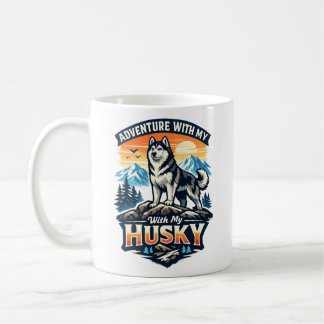 Caneca De Café Adventure With My Husky Dog Lover Mug