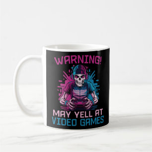 Caneca De Café Advertência Pode Gritar Em Videos games Skeleton J
