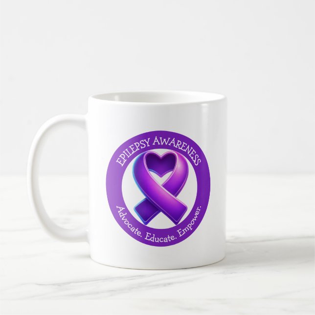 Caneca De Café Advocate. Educate. Empower.| Epilepsy Awareness (Esquerda)