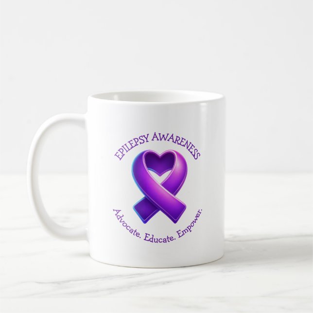 Caneca De Café Advocate. Educate. Empower.| Epilepsy Awareness (Esquerda)