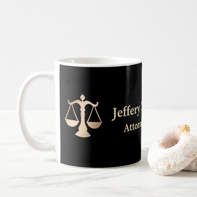 Caneca De Café Advogado de Lei Escala de Justiça Personalizado (Com Donut)