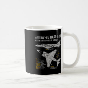 Caneca De Café Aeronave Av-8b Harrier Ii Avião Plano Azul