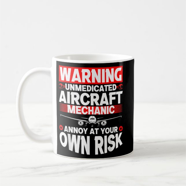 Caneca De Café Aeronave Mecânica de Aviões Funny Mecânica 1 (Esquerda)
