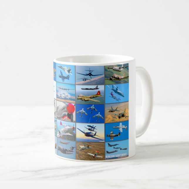 CANECA DE CAFÉ AERONAVES MILITARES DOS EUA "MONTAGE" (Frente Esquerda)