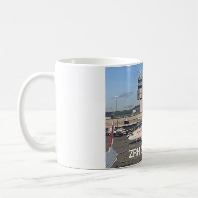 Caneca De Café Aeroporto de Zurique com uma companhia aérea suíça (Esquerda)
