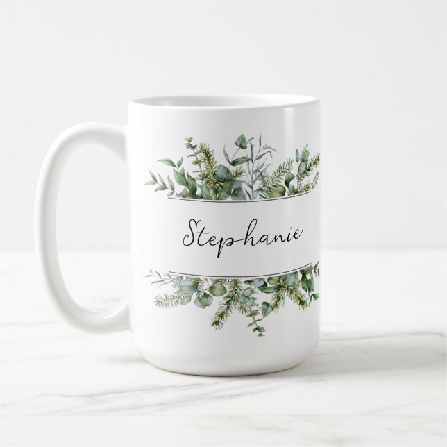 Caneca De Café Aestésico, verde fresco Personalizar o nome Mug (Esquerda)