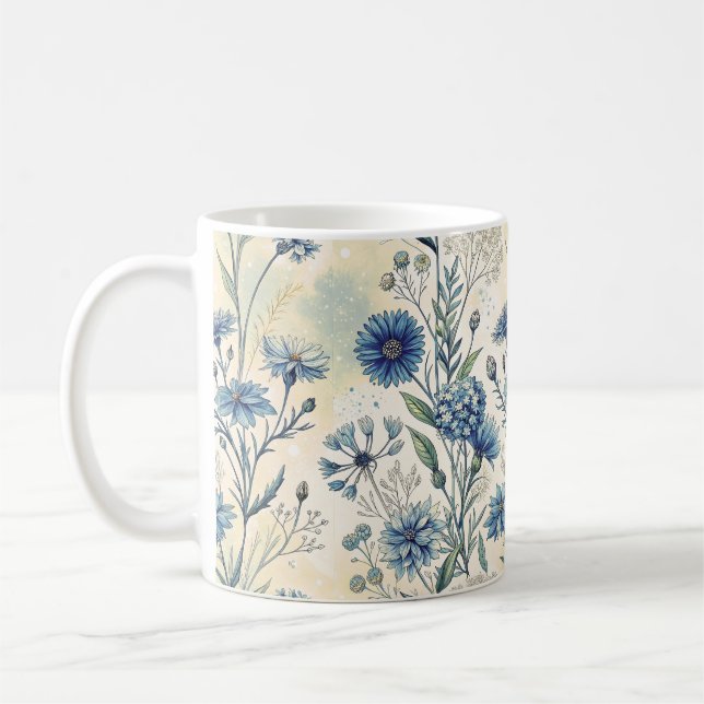 Caneca De Café Aesthetic Blue Wildflowers (Esquerda)