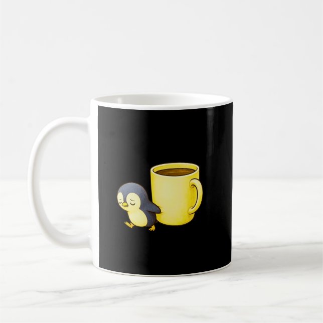 Caneca De Café Aesthetic Exhausted Penguin • Oversized Coffee Cup (Esquerda)
