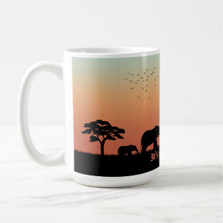 Caneca De Café Afafricano Safari Sunset Elephant Silhouette