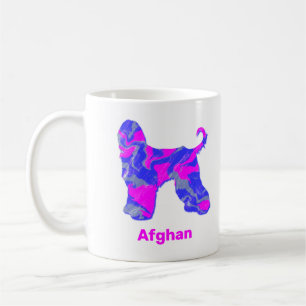 Caneca De Café Afegão Cachorro Louco Quente Rosa e Azul