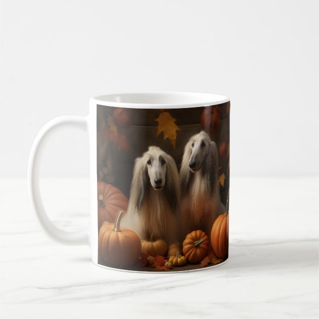 Caneca De Café afghan hound Puppy Autumn Delight Pumpkin (Esquerda)