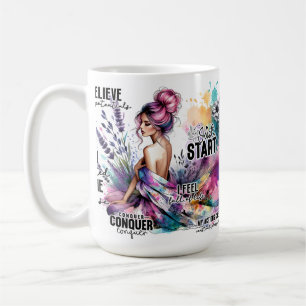 Caneca De Café Afirmação de Meditação em Aquarela