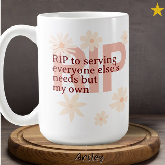 Caneca De Café Afirmação Floral Personalizada Mínima Rosa Moderna