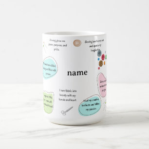 Caneca De Café Afirmações de Costura para Artesãos Citações de