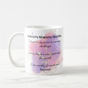 Caneca De Café Afirmações Mantra Personalizadas da Manhã