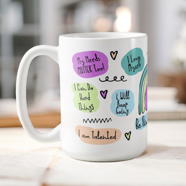 Caneca De Café Afirmações positivas (A fun positive affirmations coffee mug.)