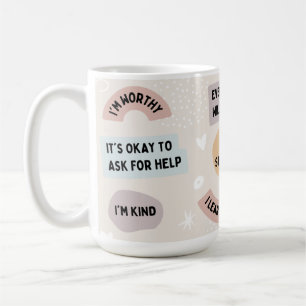 Caneca De Café Afirmações Positivas 'Eu Sou Digno' Saúde Mental 