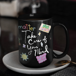 Caneca De Café Afirmativa de Autocuidado para Saúde Mental Tumble