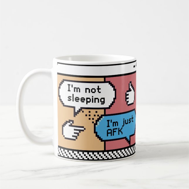 Caneca De Café AFK Gamer Pixel Art Mug – Funny Retro (Esquerda)