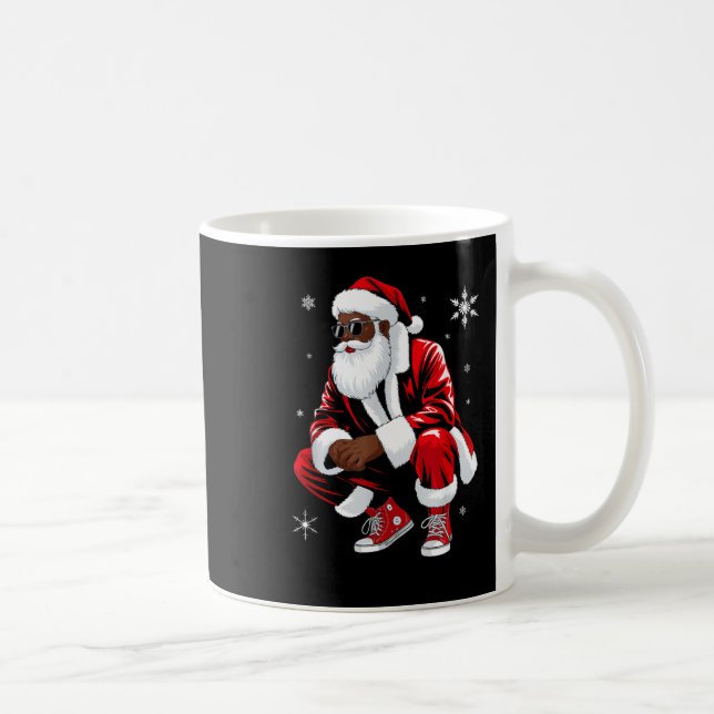 Caneca De Café African American Christmas Pajama Xmas Afro Santa  (Direita)