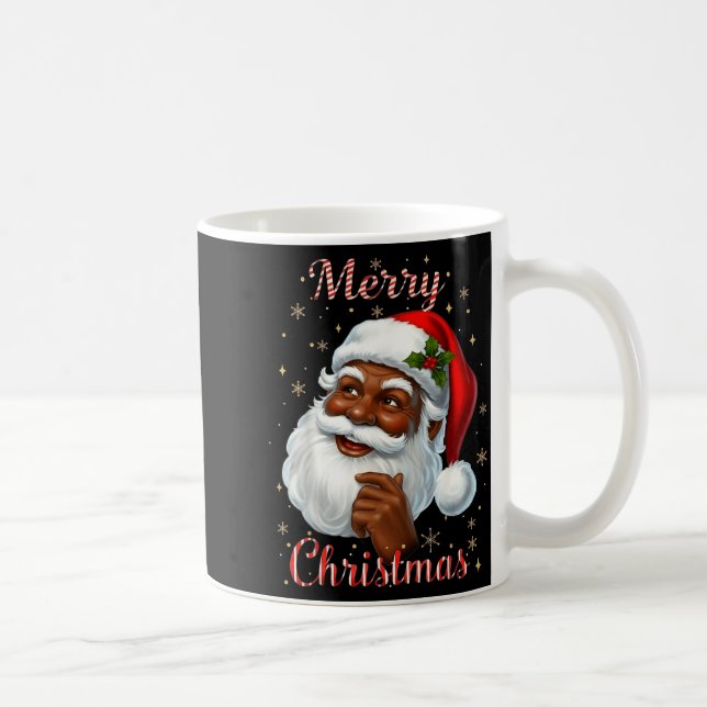 Caneca De Café African American Santa Christmas Cool Black X-mas  (Direita)