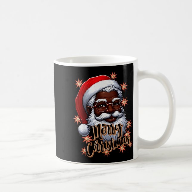 Caneca De Café African American Santa Christmas Pajama Black X-ma (Direita)