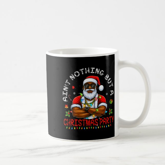 Caneca De Café African American Santa Claus Christmas Pajama Menw (Direita)