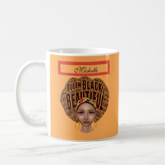 Caneca De Café African American Woman adiciona seu nome