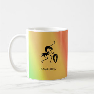 Caneca De Café African Art, Silhouette Dancer Colorful